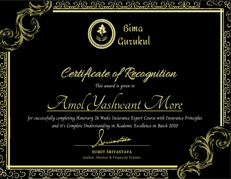 BIMA GURUKUL CERTIFICATE